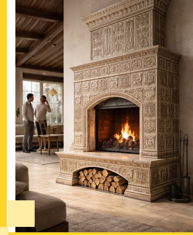 Купить изразцовый камин в Югорске от 255275 р. | ЭриданЮгр