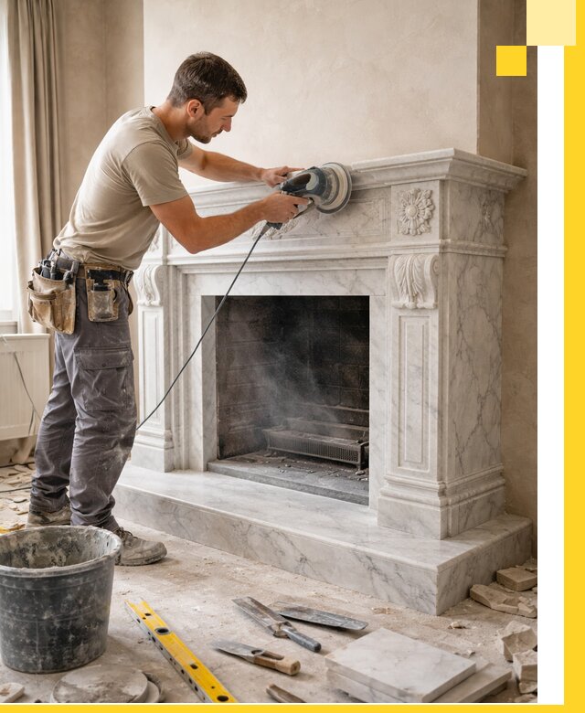 Изготовление и установка мраморных каминов в Югорске под ключ