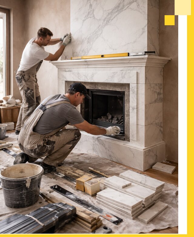 Отделка каминов в Югорске качественные облицовочные работы