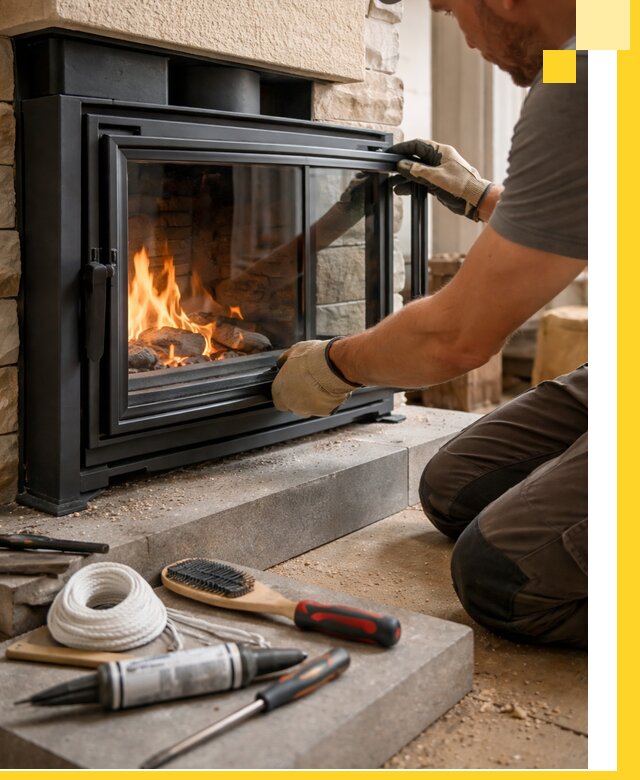 Производство, монтаж и доставка каминов со стеклом в Югорске