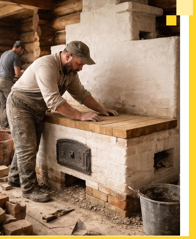 Проектирование и установка русской печи с лежанкой в Югорске