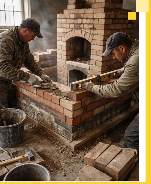 Изготовление и монтаж печей и каминов из кирпича в Югорске