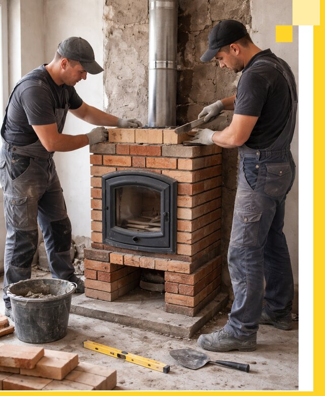 Монтаж печи камина под ключ в Югорске с гарантией и пусконаладкой