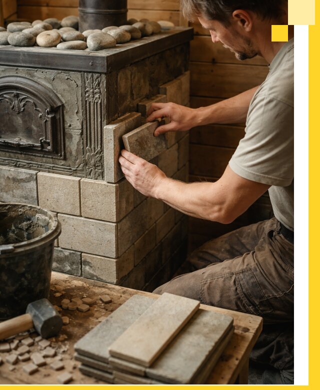 Облицовка банных печей в Югорске профессиональная отделка