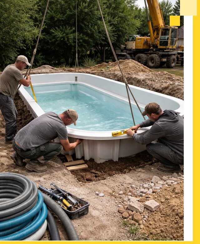 Установка и монтаж композитных бассейнов под ключ в Югорске