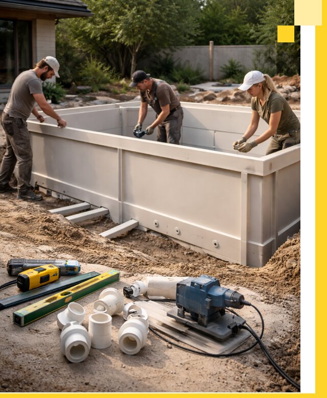 Установка полипропиленовых бассейнов под ключ в Югорске