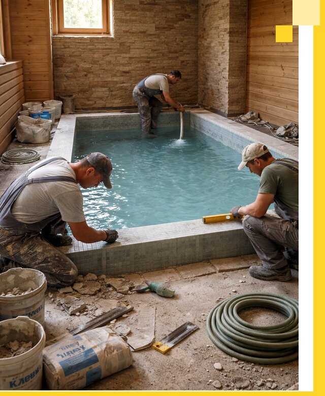 Проектирование и строительство бассейнов для бани в Югорске