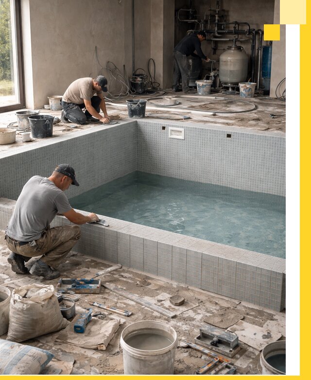 Строительство и монтаж бассейнов в помещении в Югорске