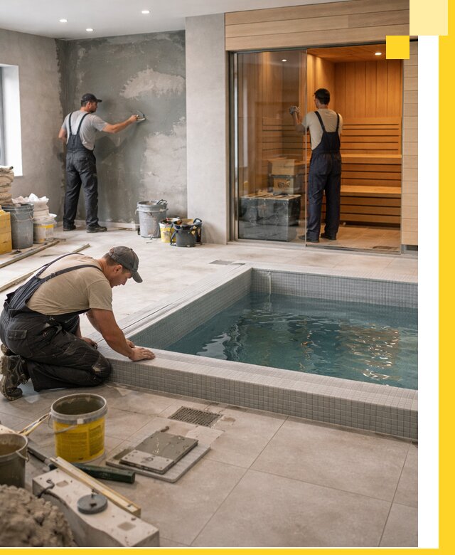 Проектирование и строительство сауны с бассейном в Югорске