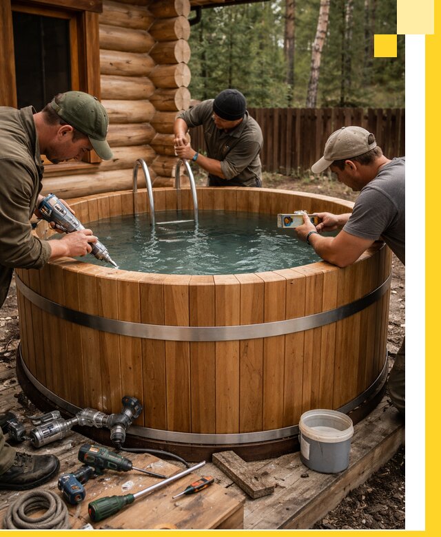 Строительство бань с купелью под ключ и отделкой в Югорске