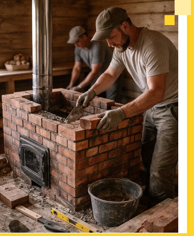 Кирпичные печи для бани под ключ в Югорске, проект и монтаж