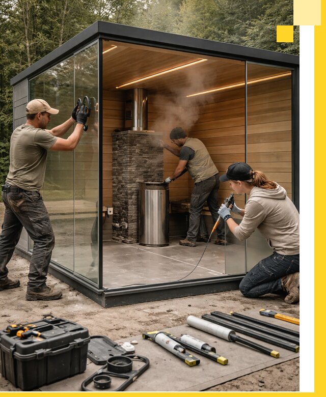 Проектирование и строительство стеклянных бань в Югорске